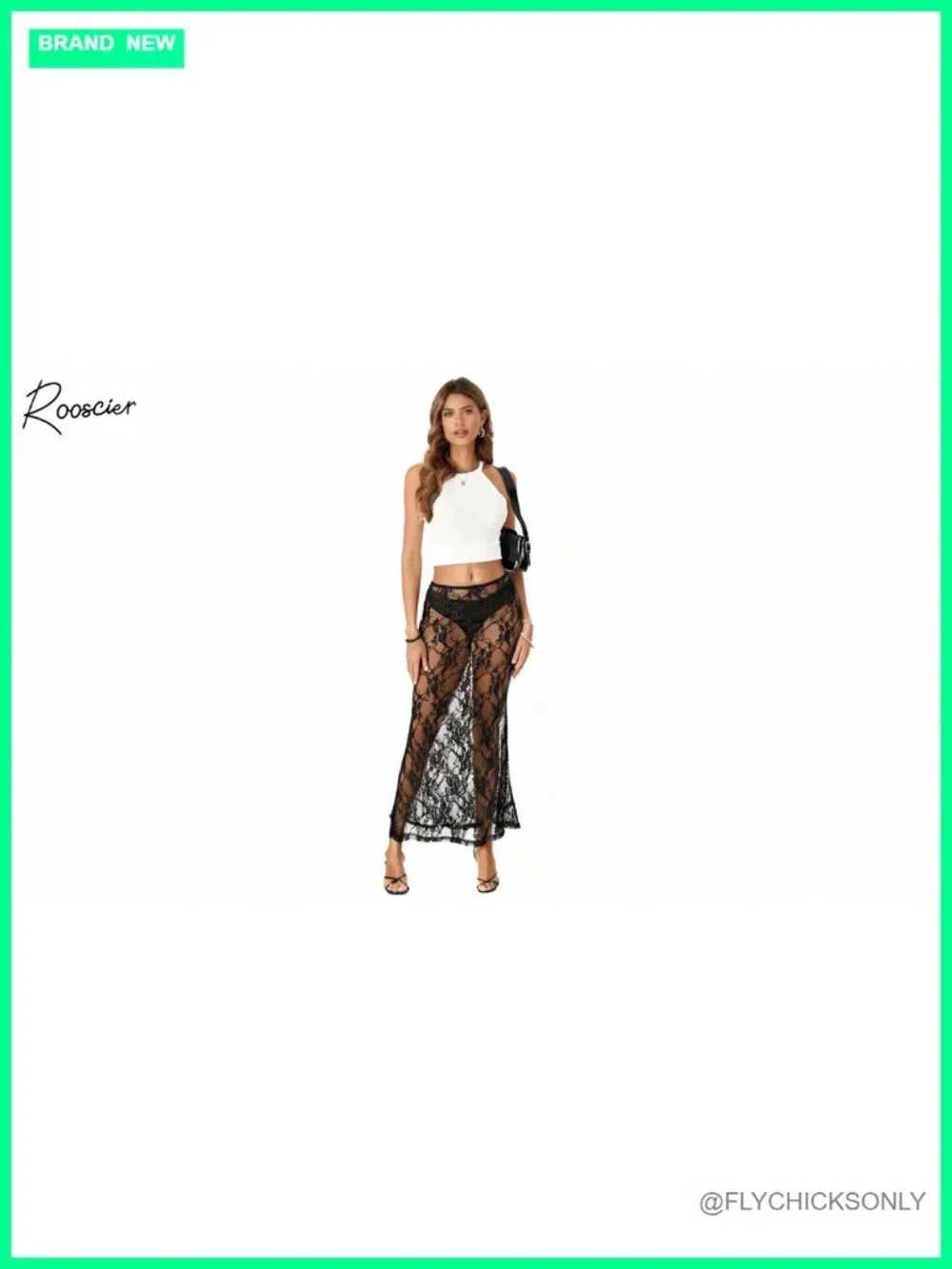 Sheer Lace A-Line High Waist Maxi Skirt Flowy Beach Cover-Up